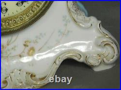 Antique German Berlin KPM Porcelain GILBERT Mantel Clock China RUNS Strike Time
