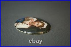 Antique German Hand-painted Porcelain Oval Plaque Young Woman Girl withBerry KPM