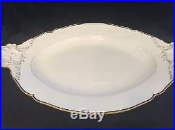 Antique German Huge KPM White Porcelain withGold & Navy Rim Oval Serving Platter