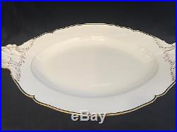 Antique German Huge KPM White Porcelain withGold & Navy Rim Oval Serving Platter