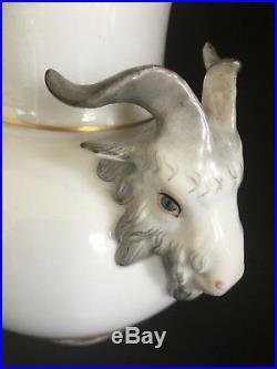 Antique German KPM Berlin Porcelain Ram Goat Head Vase