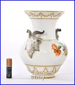 Antique German KPM Berlin Porcelain Ram Goat Head Vase Porzellan Paper Label