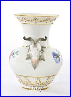Antique German KPM Berlin Porcelain Ram Goat Head Vase Porzellan Paper Label