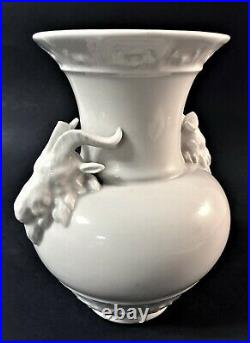 Antique German KPM Berlin White Porcelain Ram Goat Head Vase