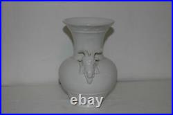 Antique German KPM Berlin White Porcelain Ram Goat Yak Head Vase