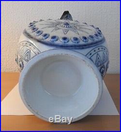 Antique German KPM Porcelain Blue Beer Stein Tankard Bartmann Character face old