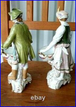 Antique German KPM Porcelain Couple Figurines, 9 H