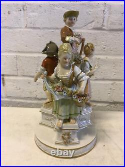 Antique German KPM Porcelain Figurine Figural Group Children with Flowers & Tools