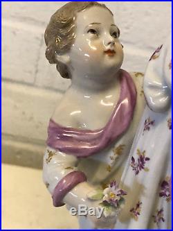Antique German KPM Porcelain Large Figural Compote Woman & Child Decoration
