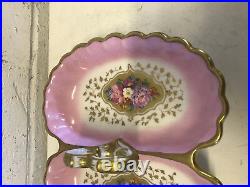 Antique German KPM Porcelain Serving Dish with Pink Gold & Floral Decoration