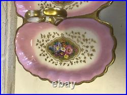 Antique German KPM Porcelain Serving Dish with Pink Gold & Floral Decoration
