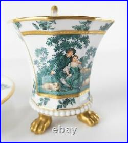 Antique German KPM Scepter Sceptre Mark Fine Painting Green and Gold Teacup