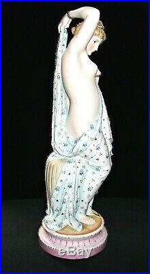 Antique German Kpm Lady Nude Goddess Bathing Beauty Bisque Porcelain Figurine