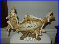 Antique German Porcelain Centerpiece Cherus & Nymph Victorian Compote KPM