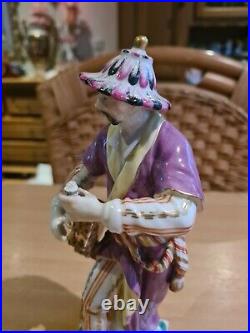Antique German Porcelain Circa 1830 Kpm Chinese Man With Mandolin Figurine