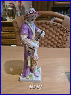 Antique German Porcelain Circa 1830 Kpm Chinese Man With Mandolin Figurine
