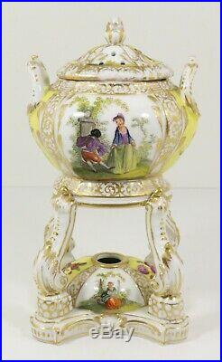 Antique German Porcelain KPM Incense Burner Watteau Scenes
