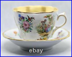 Antique Germany KPM Silesia Porcelain Bone China Tea Cup and Saucer XIXc
