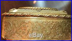 Antique Gilt Metal Trinket Box Marie Antoinette Porcelain Plaque KPM Style