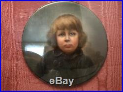Antique Hand Painted Framed Round Signed Portrait Kpm Young Girl/boy