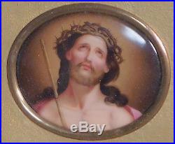 Antique Hand Painted German Porcelain ECCE HOMO Jesus Christ Painting ala KPM