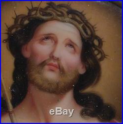 Antique Hand Painted German Porcelain ECCE HOMO Jesus Christ Painting ala KPM