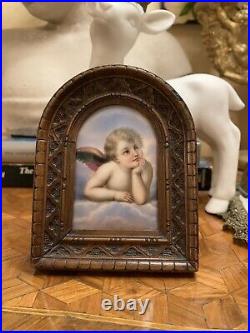 Antique Hand Painted Kpm Style Miniature Porcelain Sistine Madonna Plaque