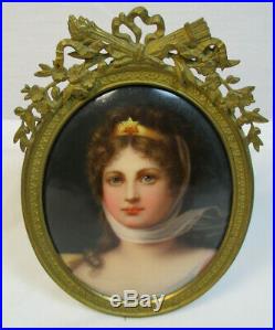 Antique Hand Painted Kpm Style Porcelain Portrait Plaque Queen Louise #613