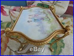 Antique Hand Painted Signed Sevres Cherub Gold Ormolu Porcelain Miniature Table
