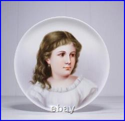 Antique Hand Painted Vienna/KPM Porcelain Young Lady Portrait Plate Unsigned