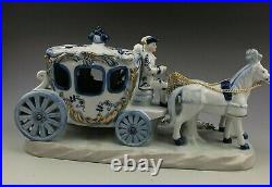 Antique Huge Circa 1930 KPM Pottery Horse Drawn Carriage