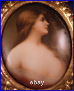 Antique Hutschenreuther Porcelain Semi Nude Lady Portrait Plaque Porzellan 19thC