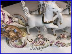 Antique. Italian Chariot With Horses Hand Painted Porcelain Figurine