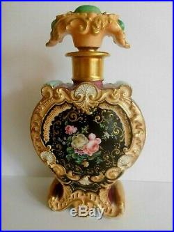 Antique Jacob Petit Paris Porcelain Scent Bottle With Soldier Jewels Raised Gilt