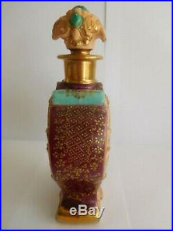 Antique Jacob Petit Paris Porcelain Scent Bottle With Soldier Jewels Raised Gilt