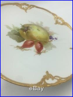 Antique KPM Art Nouveau Fruit Plate Blue Sceptre Red Orb Gold Trim #1