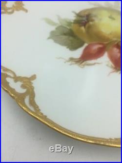 Antique KPM Art Nouveau Fruit Plate Blue Sceptre Red Orb Gold Trim #1