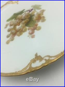 Antique KPM Art Nouveau Fruit Plate Blue Sceptre Red Orb Gold Trim #2