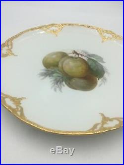 Antique KPM Art Nouveau Fruit Plate Blue Sceptre Red Orb Gold Trim #4