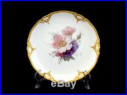Antique KPM Art Nouveau Porcelain Pink Floral Plate Blue Sceptre Red Orb