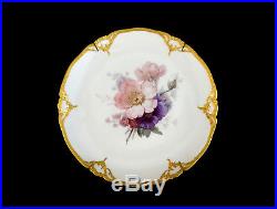 Antique KPM Art Nouveau Porcelain Pink Floral Plate Blue Sceptre Red Orb