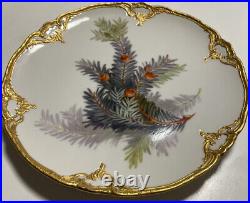 Antique KPM Berlin Art Nouveau Porcelain Tree Leaf Scene Plate Porzellan Teller