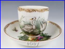 Antique KPM Berlin Cup & Saucer Birds Insects Gold 19th C. German Porcelain #C