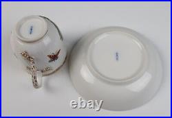 Antique KPM Berlin Cup & Saucer Birds Insects Gold 19th C. German Porcelain #C
