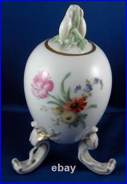 Antique KPM Berlin Floral Egg Porcelain Tea Caddy Jar Porzellan Teedose Vase Lid