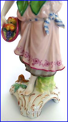 Antique KPM Berlin Germany porcelain figurine of a lady with a basket of flowers