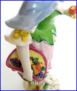 Antique KPM Berlin Germany porcelain figurine of a lady with a basket of flowers