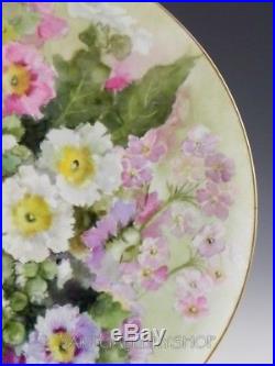 Antique KPM Berlin HANDPAINTED FLOWERS 13-7/8 LARGE PLATE CHARGER GOLD TRIM