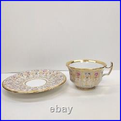 Antique KPM Berlin Hand Painted Gold Floral &White Tea Cup & Saucer Circa 1844s