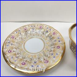 Antique KPM Berlin Hand Painted Gold Floral &White Tea Cup & Saucer Circa 1844s